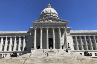 The Missouri Capitol, which is home to the state House and Senate, is shown on Aug. 31, 2023 in Jefferson City. Social media users shared a video they falsely claimed showed two Missouri Republican state senators burning books. The video shows the two lawmakers burning empty cardboard boxes, not books, according to both politicians. (AP Photo/David A. Lieb)